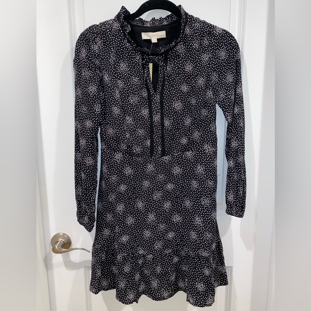 NWT LOFT Petite Black & White Dress Size 0P